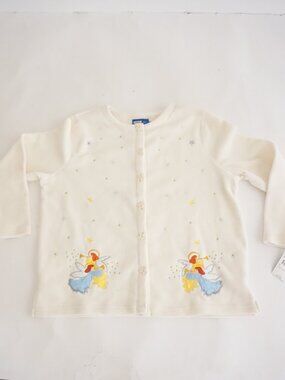 Vintage Falls Creek Cream Angels Stars Snowflakes Ugly Christmas Cardigan 1X
